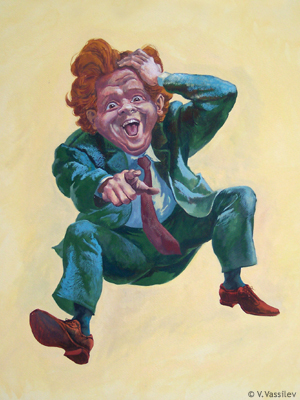 Laughing Man. Vesselin Vassilev. Gouache painting.