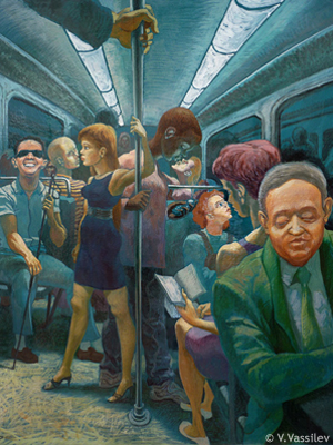 Metro blues. Vesselin Vassilev. Gouache painting.