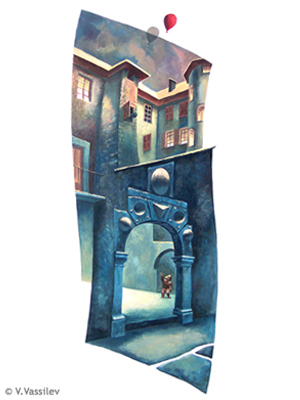 The Gate of the Alchemist - Chambéry. Vesselin Vassilev. Gouache painting.