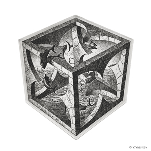 Cube. Vesselin Vassilev. Etching.